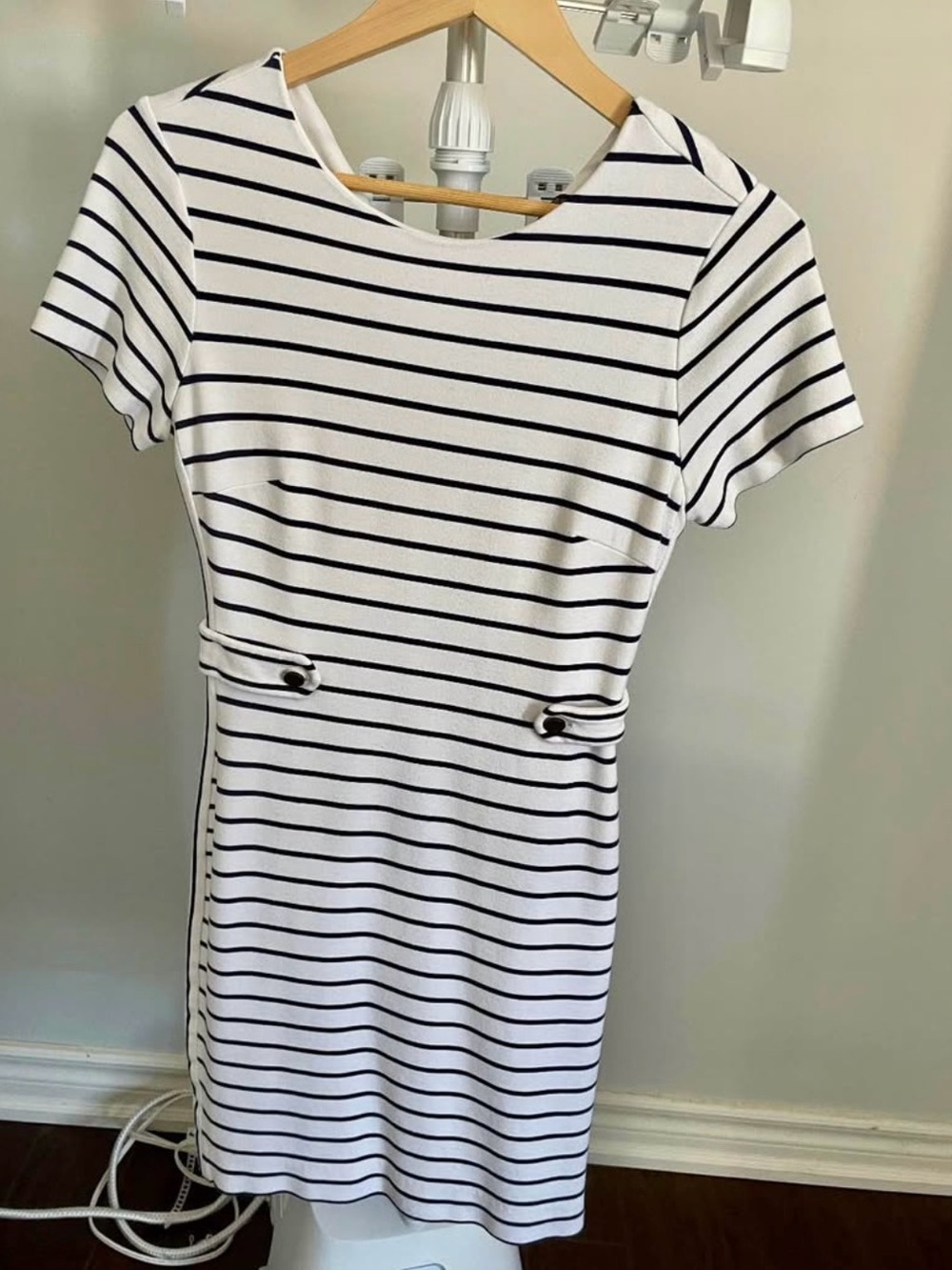 Banana Republic White Dress with Black Stripes - Short Sleeve